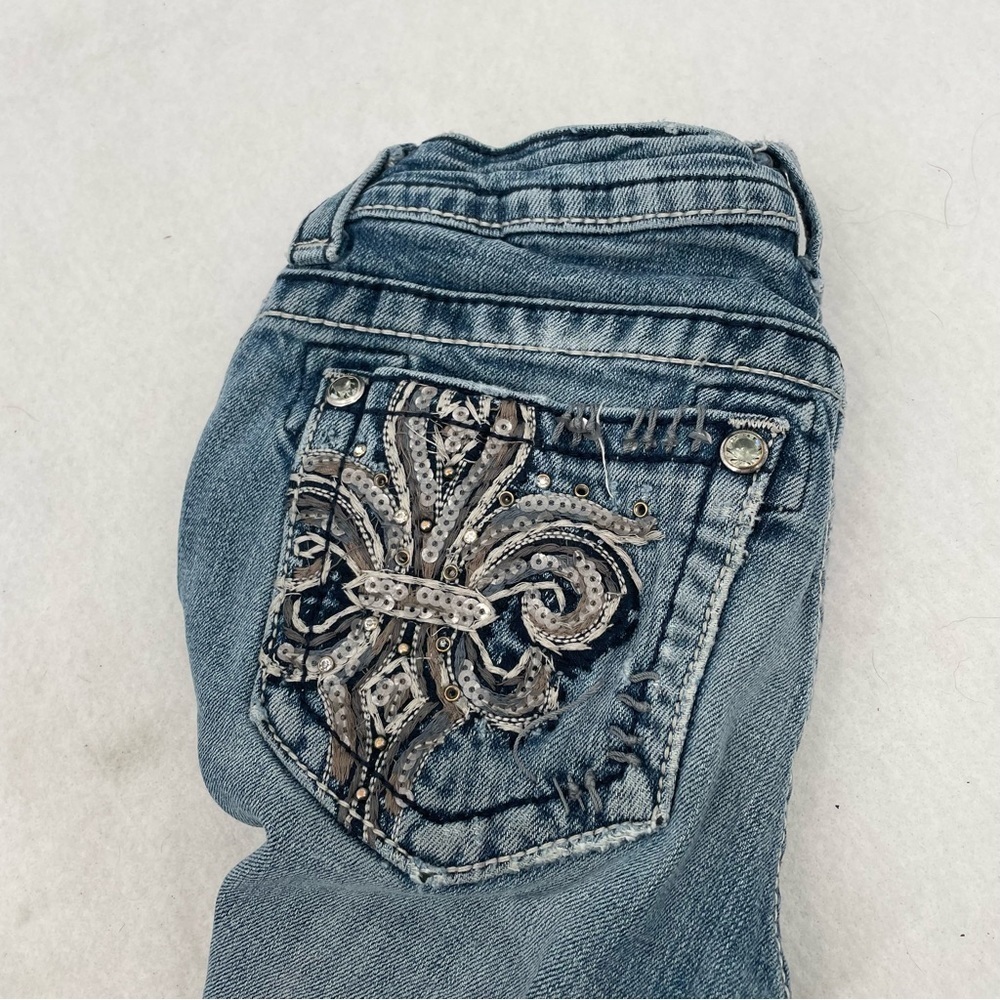 MISS ME JEANS Women’s JE534OB5X Boot Distressed knees embellished pockets sz 25 - Picture 5 of 14